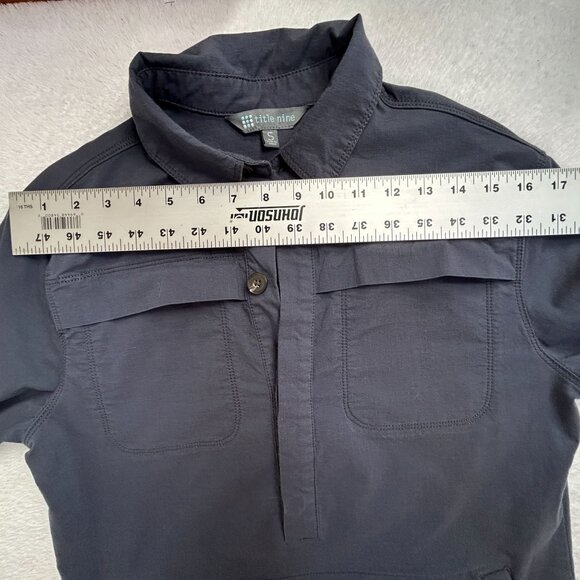 Title Nine Womens Wren Utility Shirt Dress Small Gray Long Sleeve Pocket Stretch - Picture 7 of 9